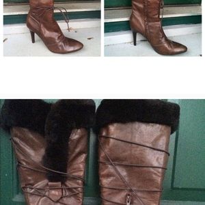 Boho chic stiletto boots with Rabbit fur